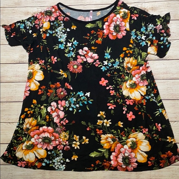 Cool Melon Black Floral Blouse 2XL - Picture 5 of 7